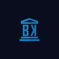 BK initial logo monogram with simple courthouse building icon design vector