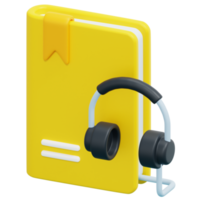 audio book 3d render icon illustration png