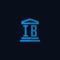 IB initial logo monogram with simple courthouse building icon design vector