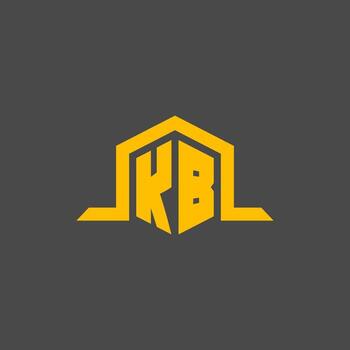KB monogram initial logo with hexagon style design vector