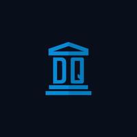 DQ initial logo monogram with simple courthouse building icon design vector