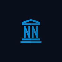 NN initial logo monogram with simple courthouse building icon design vector