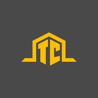 TC monogram initial logo with hexagon style design vector