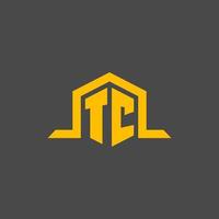 TC monogram initial logo with hexagon style design vector