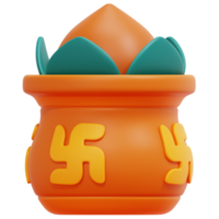 kumbh kalash 3d render icon illustration png