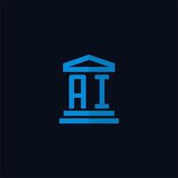 AI initial logo monogram with simple courthouse building icon design vector