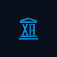 XA initial logo monogram with simple courthouse building icon design vector
