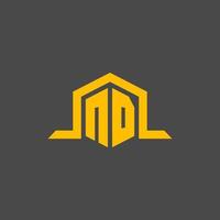 ND monogram initial logo with hexagon style design vector
