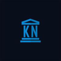 KN initial logo monogram with simple courthouse building icon design vector