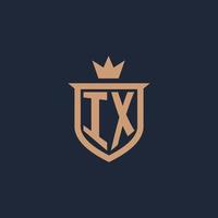 IX monogram initial logo with shield and crown style vector