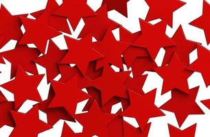 RED Stars pattern isolated on white background. 3D rendering. photo
