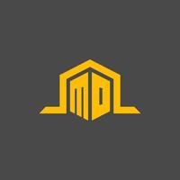 MO monogram initial logo with hexagon style design vector