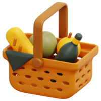 cesta 3d render icono ilustración png