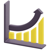 growth chart 3d render icon illustration png