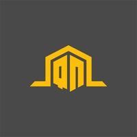 QN monogram initial logo with hexagon style design vector