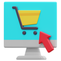 ilustración de icono de procesamiento 3d de compras en línea png