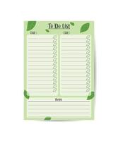 weekly or daily plans, notebooks, to-do lists, sticker templates. Flat vector, on a green background vector