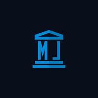 ML initial logo monogram with simple courthouse building icon design vector