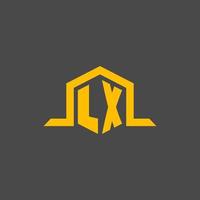 LX monogram initial logo with hexagon style design vector