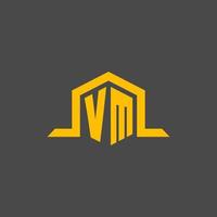 VM monogram initial logo with hexagon style design vector