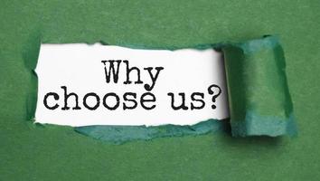 Why choose us on green torn paper photo