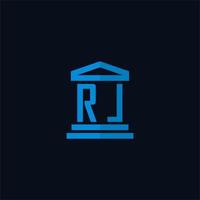 monograma del logotipo inicial de rl con vector de diseño de icono de edificio de juzgado simple