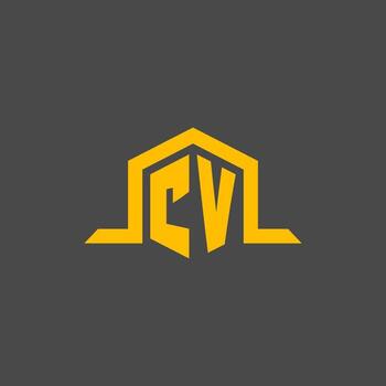 logotipo inicial del monograma cv con diseño de estilo hexagonal vector