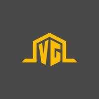 VG monogram initial logo with hexagon style design vector