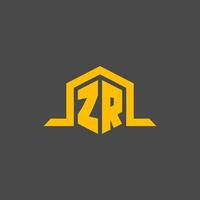 logotipo inicial del monograma zr con diseño de estilo hexagonal vector