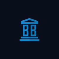 monograma del logotipo inicial de bb con vector de diseño de icono de edificio de juzgado simple