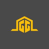 GG monogram initial logo with hexagon style design vector