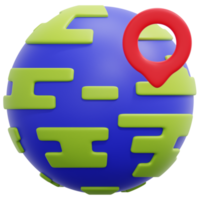 globe 3d render icon illustration png