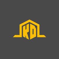 KD monogram initial logo with hexagon style design vector