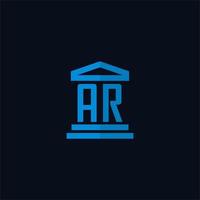 AR initial logo monogram with simple courthouse building icon design vector