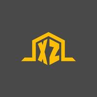 XZ monogram initial logo with hexagon style design vector