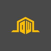 OW monogram initial logo with hexagon style design vector