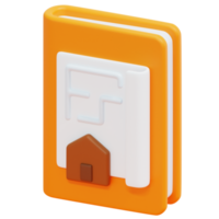 architecture book 3d render icon illustration png