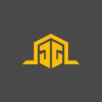 JG monogram initial logo with hexagon style design vector
