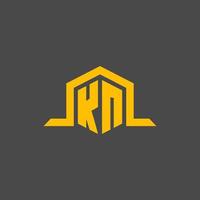 KN monogram initial logo with hexagon style design vector