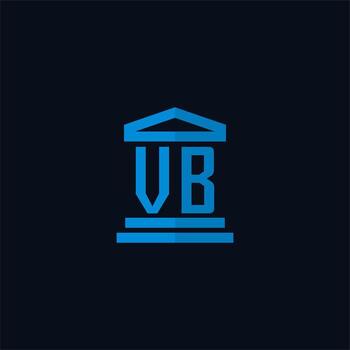 VB initial logo monogram with simple courthouse building icon design vector