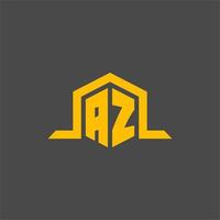 AZ monogram initial logo with hexagon style design vector