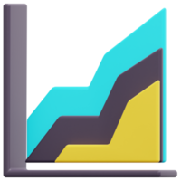 Flächendiagramm 3D-Render-Icon-Darstellung png