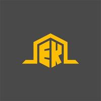 EK monogram initial logo with hexagon style design vector