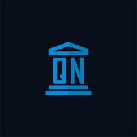 QN initial logo monogram with simple courthouse building icon design vector