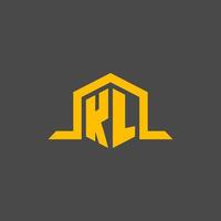 KL monogram initial logo with hexagon style design vector