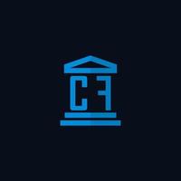 CF initial logo monogram with simple courthouse building icon design vector