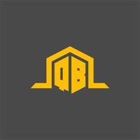 QB monogram initial logo with hexagon style design vector