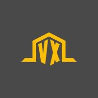 VX monogram initial logo with hexagon style design vector