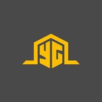 YG monogram initial logo with hexagon style design vector