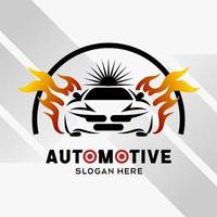 diseño de logotipo de automoción de camión en estilo abstracto creativo con elemento de fuego. vector de plantilla de logotipo rápido y rápido. vector de ilustración premium de logotipo automotriz